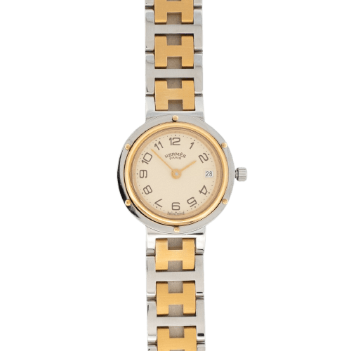 Hermès Clipper - Montre SM en acier et plaqué or