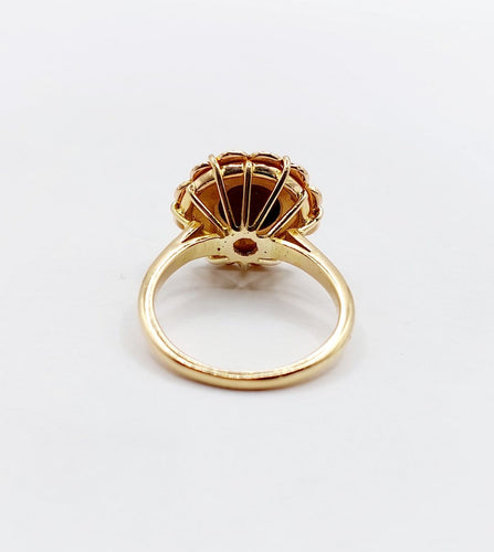 Bague 50 Bague marguerite vintage en or 18k, quartz œil de tigre et perles 58 Facettes A07563