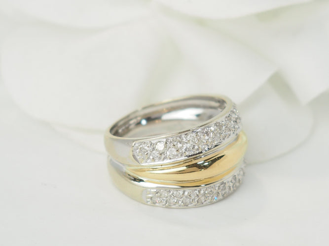 52 Bague triple jonc en or bicolore et diamants 58 Facettes 33502