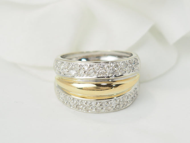 52 Bague triple jonc en or bicolore et diamants 58 Facettes 33502