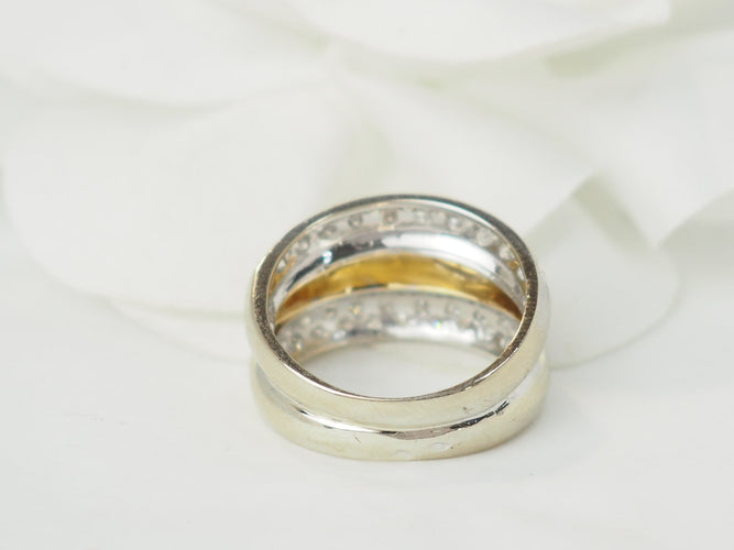 52 Bague triple jonc en or bicolore et diamants 58 Facettes 33502