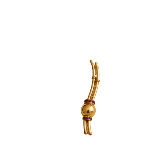 Broche vintage en or jaune 18 kt et rubis 58 Facettes SP81 '(00019)