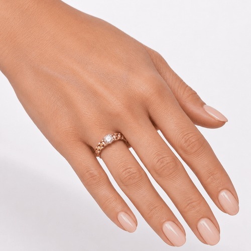 59 Bague vintage en or jaune 18 kt avec diamant 58 Facettes AN662 '(0569)
