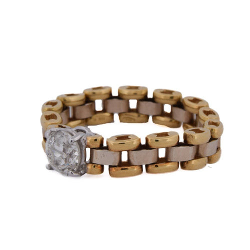 59 Bague vintage en or jaune 18 kt avec diamant 58 Facettes AN662 '(0569)