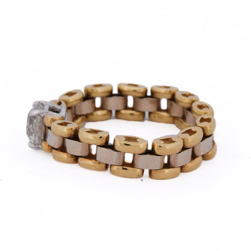 59 Bague vintage en or jaune 18 kt avec diamant 58 Facettes AN662 '(0569)