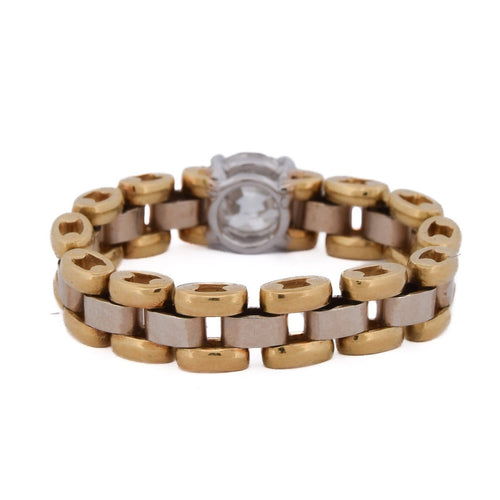 59 Bague vintage en or jaune 18 kt avec diamant 58 Facettes AN662 '(0569)