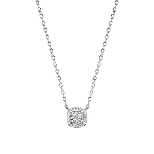 Embrace - Collier halo 0,15 ct en or blanc 18K et diamants 58 Facettes GPD1089WG