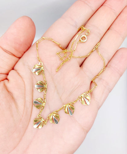 Collier Art déco en or jaune et blanc 18k à palmettes 58 Facettes A07564