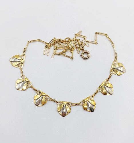 Collier Art déco en or jaune et blanc 18k à palmettes 58 Facettes A07564