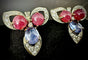 Boucles d'oreilles transformables en or 18 carats, rubis, saphirs et diamants 58 Facettes Boucles 1