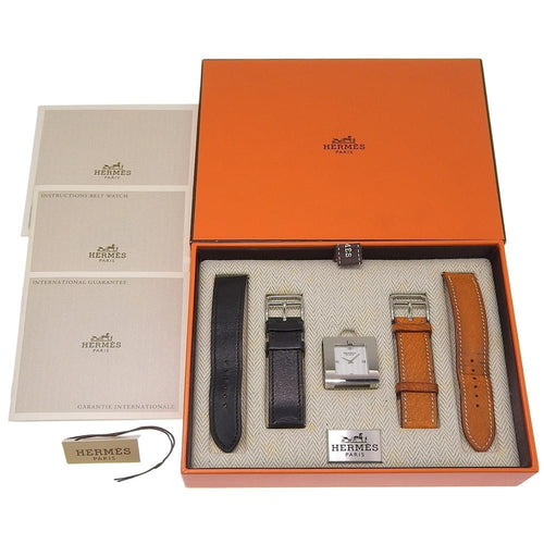 Montre Hermès Belt - Montre quartz en acier inoxydable et cuir 58 Facettes qjvm8vrdfy