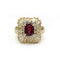 53 Bague ballerine en or jaune 18K, diamants baguette et rubis 58 Facettes SA019