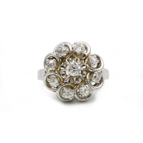 52 Bague marguerite en or blanc 750 et diamant 58 Facettes SA009