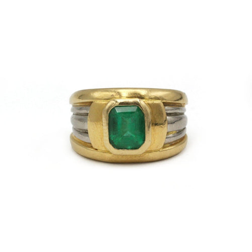 Bague 49 Bague bandeau en deux ors 18K avec émeraude 58 Facettes SA023