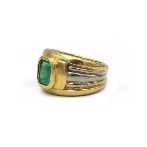 Bague 49 Bague bandeau en deux ors 18K avec émeraude 58 Facettes SA023