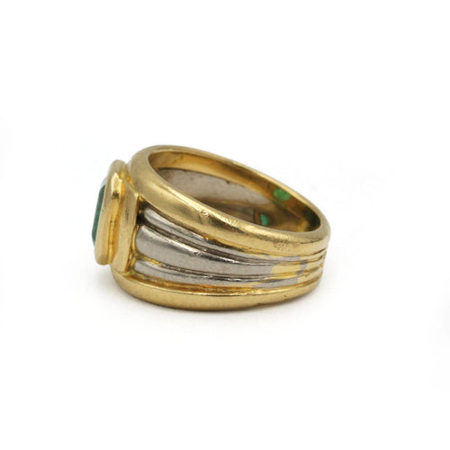 Bague 49 Bague bandeau en deux ors 18K avec émeraude 58 Facettes SA023
