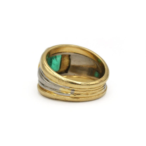 Bague 49 Bague bandeau en deux ors 18K avec émeraude 58 Facettes SA023