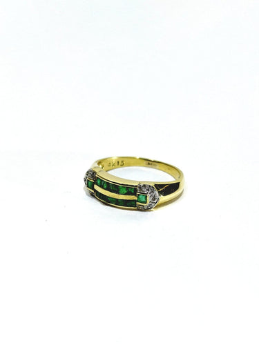 Bague 51 Bague en or jaune, diamants et émeraudes 58 Facettes 1794846