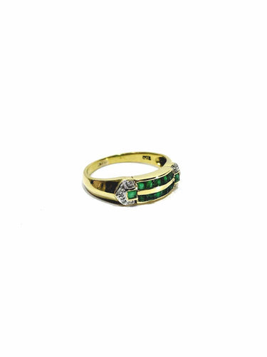 Bague 51 Bague en or jaune, diamants et émeraudes 58 Facettes 1794846