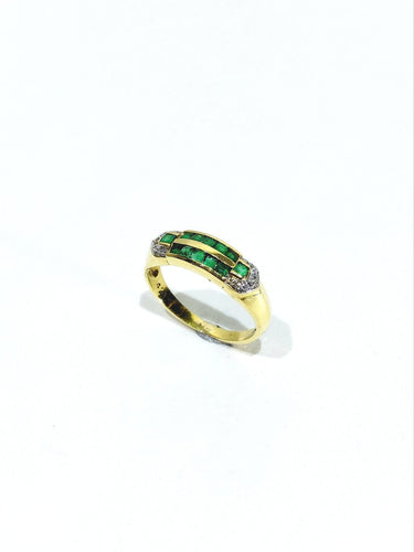 Bague 51 Bague en or jaune, diamants et émeraudes 58 Facettes 1794846