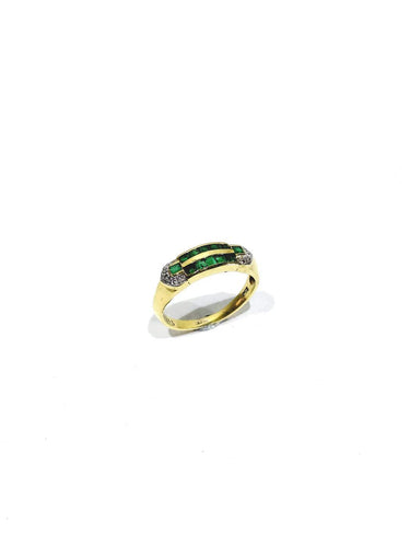 Bague 51 Bague en or jaune, diamants et émeraudes 58 Facettes 1794846
