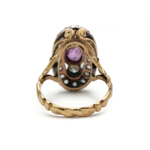 Bague 53 Bague ancienne en or 750, diamants et saphir rose 58 Facettes SA033