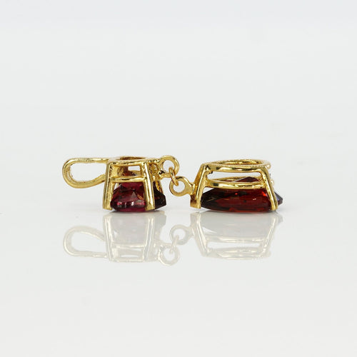 Boucles d'oreilles Parure boucles d’oreilles et pendentif en or jaune, grenats et diamants 58 Facettes S002