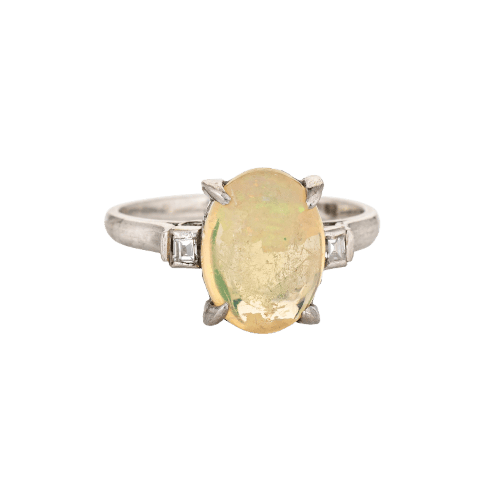 Bague Bague cocktail en platine 900 avec opale jelly 2,75 ct et diamants 58 Facettes G11958