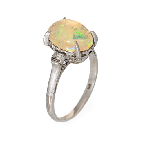 Bague Bague cocktail en platine 900 avec opale jelly 2,75 ct et diamants 58 Facettes G11958