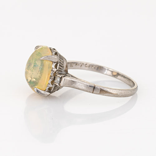 Bague Bague cocktail en platine 900 avec opale jelly 2,75 ct et diamants 58 Facettes G11958