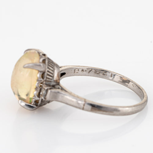 Bague Bague cocktail en platine 900 avec opale jelly 2,75 ct et diamants 58 Facettes G11958