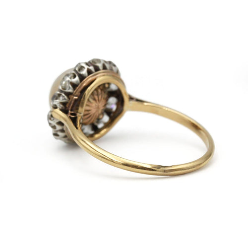 Bague 55 Bague ancienne - Bague en or jaune, diamants et perle fine 58 Facettes SA079