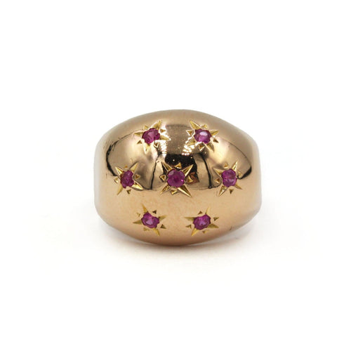 Bague 48 Bague constellation en or jaune 750 et rubis 58 Facettes SA072