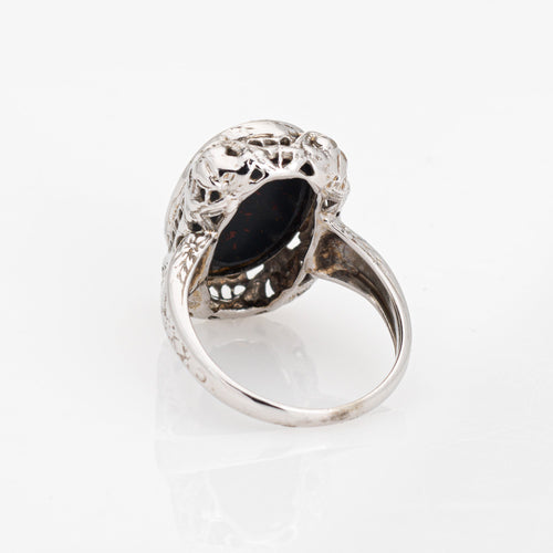 Bague Bague Art déco en or blanc 14 carats et héliotrope, taille 3 3/4 58 Facettes G6897