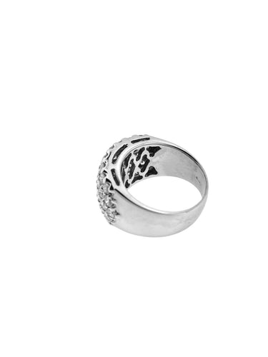 56 Bague cocktail certifiée HRD en or blanc 18 carats et diamants 58 Facettes A2089