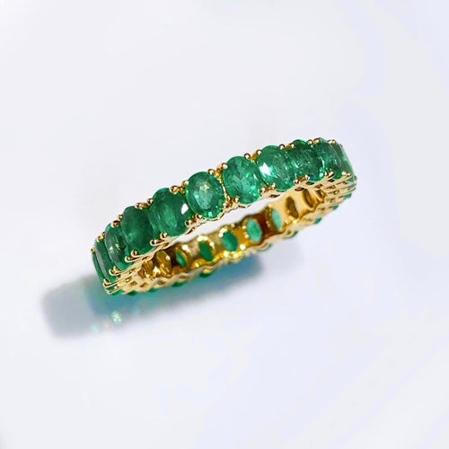 53 Émeraude - Bague d'éternité en or 18K et émeraudes 58 Facettes GBR1039YG