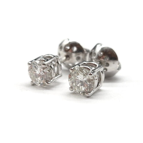 Boucles d'oreilles puces en or blanc 18K et diamants 58 Facettes BOV/260040
