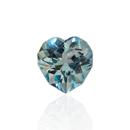 Topaze bleue du Brésil - Pierre cœur mixte 7,52 ct 58 Facettes #26-127-TPBLCR