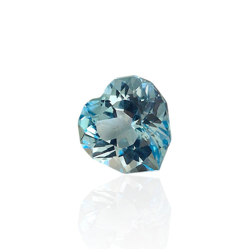 Topaze bleue du Brésil - Pierre cœur mixte 7,52 ct 58 Facettes #26-127-TPBLCR