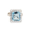 Bague 58 Bague cocktail carrée vintage en or blanc 18k, aigue-marine et diamants 58 Facettes G13366