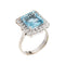 Bague 58 Bague cocktail carrée vintage en or blanc 18k, aigue-marine et diamants 58 Facettes G13366