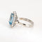 Bague 58 Bague cocktail carrée vintage en or blanc 18k, aigue-marine et diamants 58 Facettes G13366