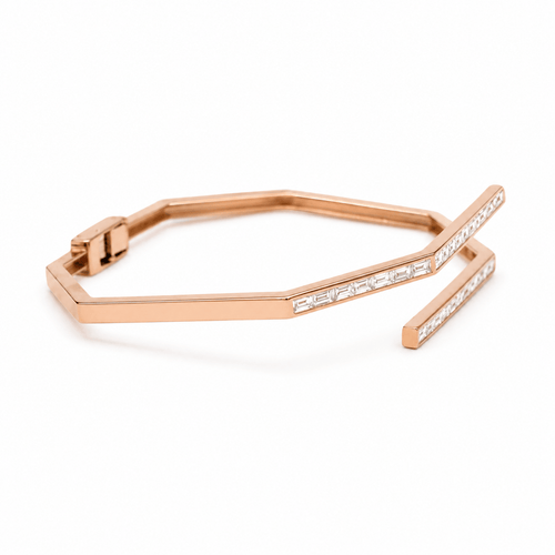 Bracelet jonc en or rosé et diamants baguette 58 Facettes 1.0001604/3