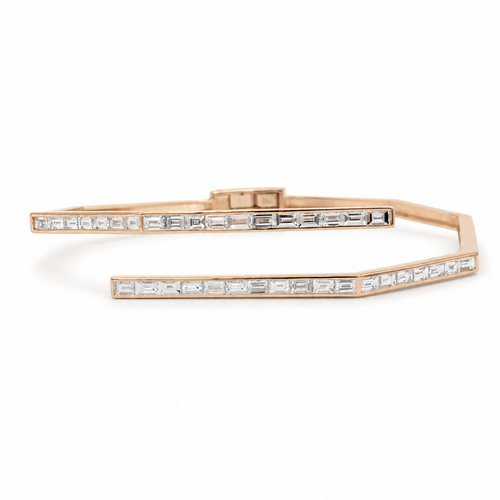 Bracelet jonc en or rosé et diamants baguette 58 Facettes 1.0001604/3
