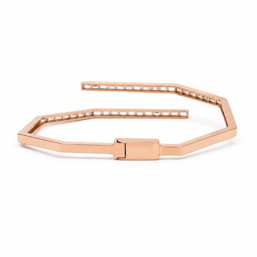 Bracelet jonc en or rosé et diamants baguette 58 Facettes 1.0001604/3