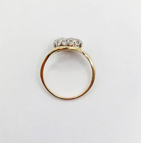 55 Bague toi et moi antique en or 18k, platine et diamants 58 Facettes A07523