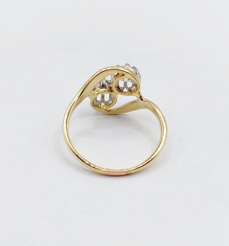 55 Bague toi et moi antique en or 18k, platine et diamants 58 Facettes A07523