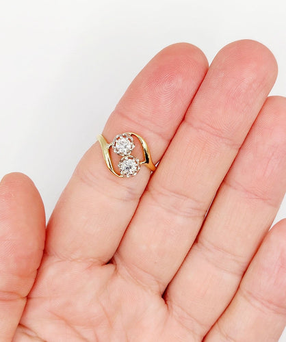 55 Bague toi et moi antique en or 18k, platine et diamants 58 Facettes A07523