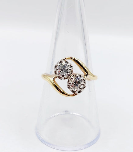 55 Bague toi et moi antique en or 18k, platine et diamants 58 Facettes A07523