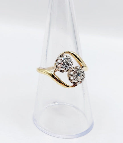 55 Bague toi et moi antique en or 18k, platine et diamants 58 Facettes A07523